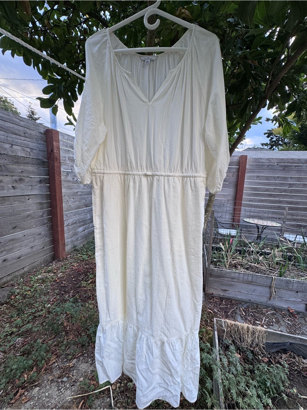 Like New LL Bean Signature maxi dress cream cotton L